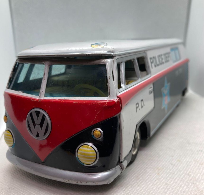 Taiyo Tin Toy Car Volks Wagen Police Dept F/S FEDEX
