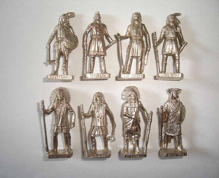 METAL FIGURINES SET – INDIANS CHIEFS 1 CHROME VINTAGE KINDER SURPRISE MINIATURES