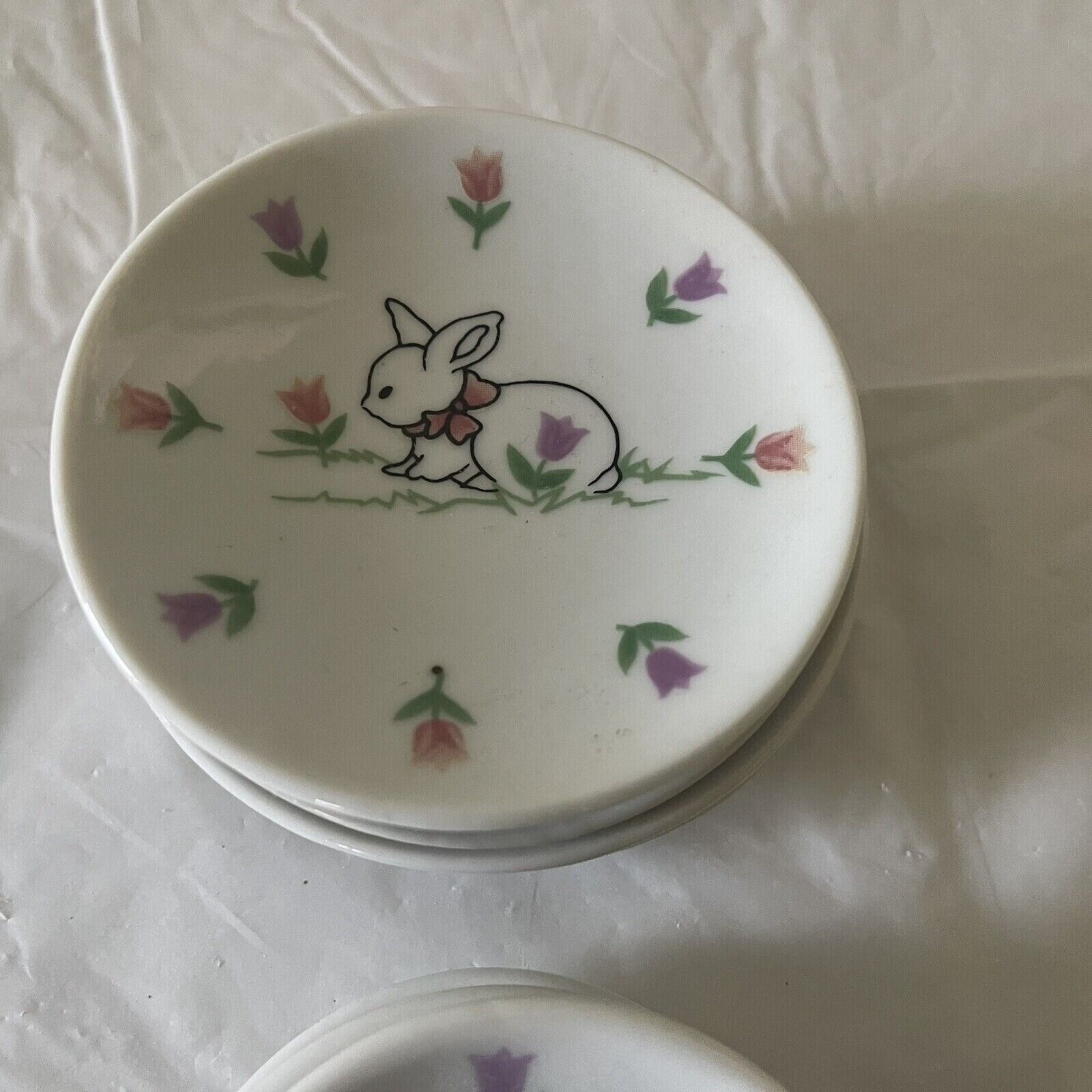 ABC Dist. Miniature Tea Set Replacement Plates Mini Porcelain 8 pc Rabbit Bunny