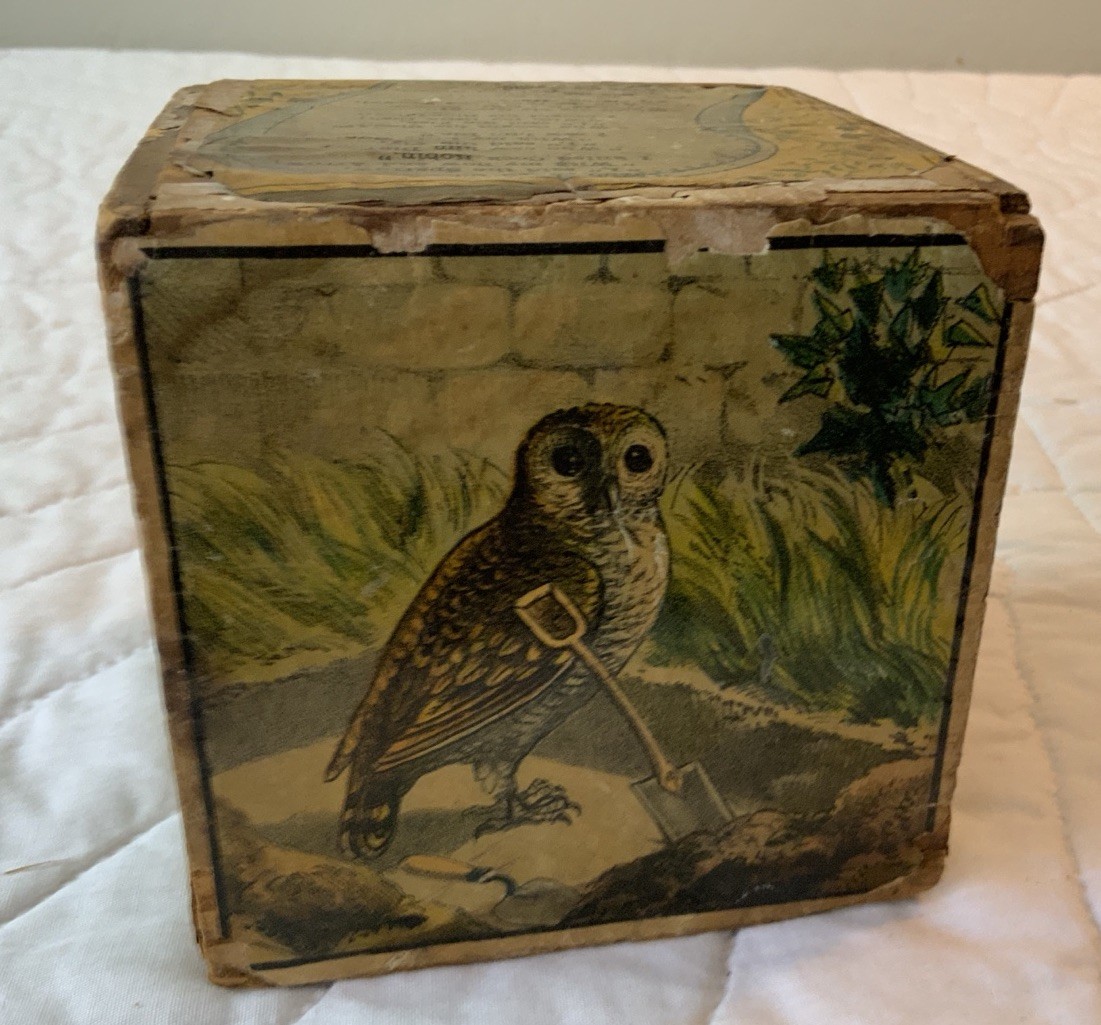Antique Children’s Toy Stacking Block, 1881, Marriage Of Jenny Wren, Cock Robin