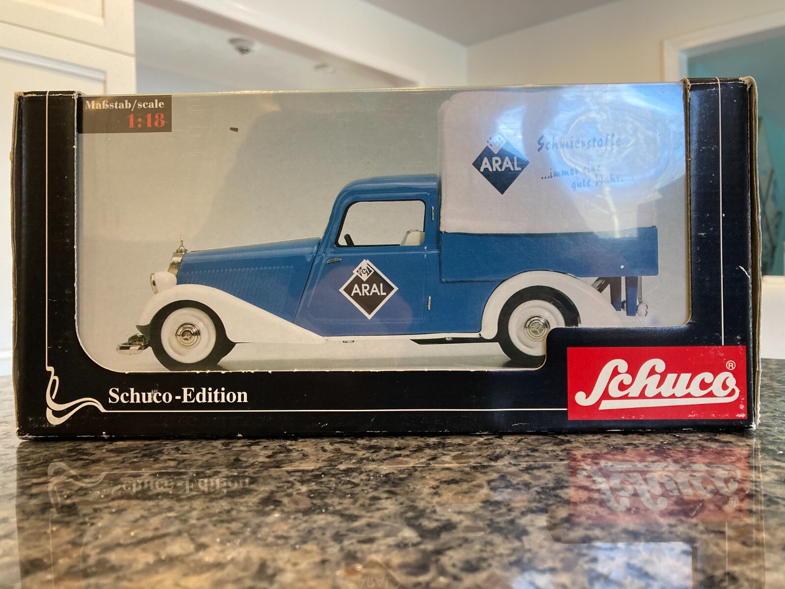 VINTAGE, NOS, SCHUCO TIN CLOCKWORK MERCEDES-BENZ 170V PLANENWAGEN ARAL NR.00042
