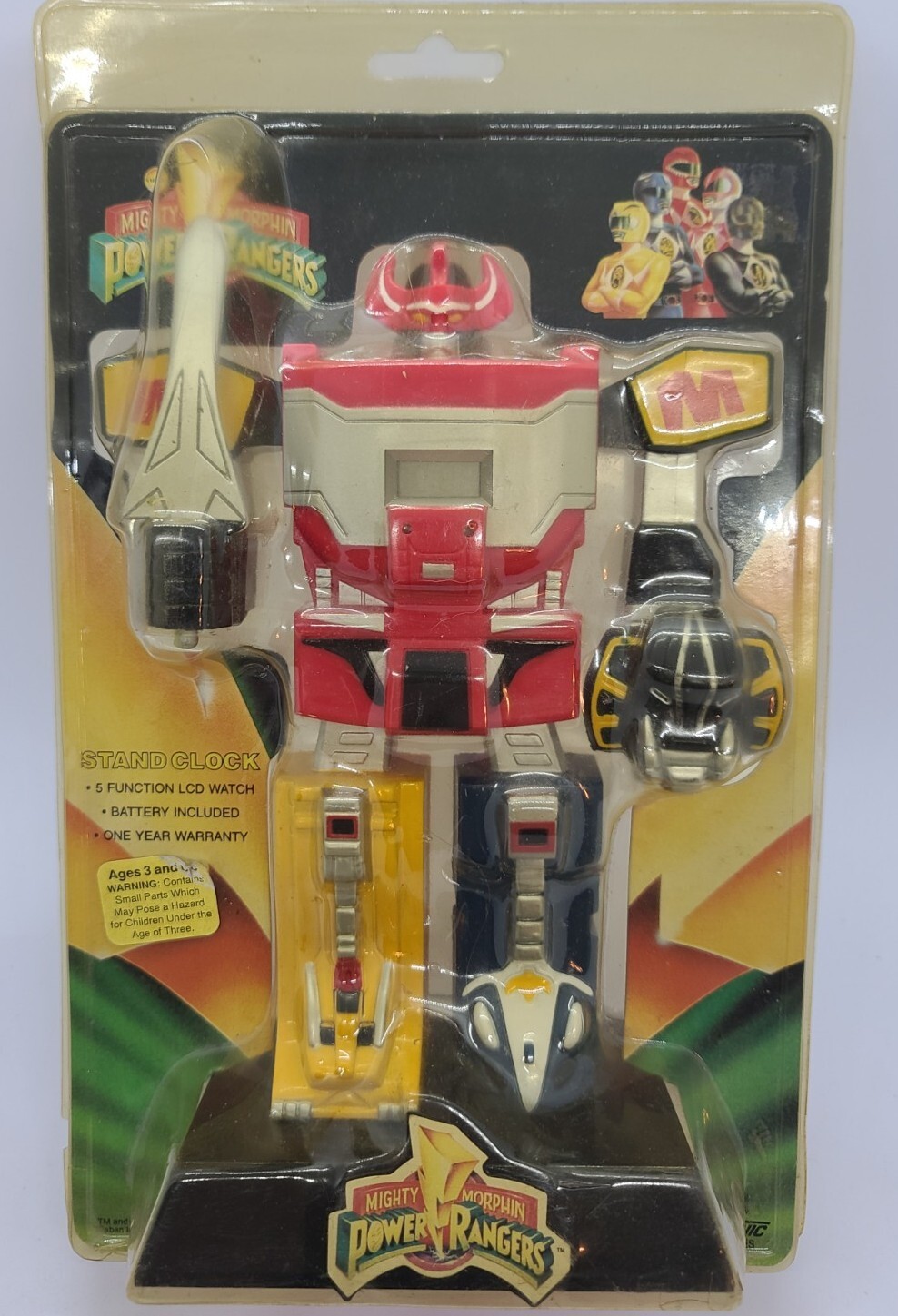 Vintage MIGHTY MORPHIN POWER RANGERS Figural Stand Clock NELSONIC Co. NOS Unused