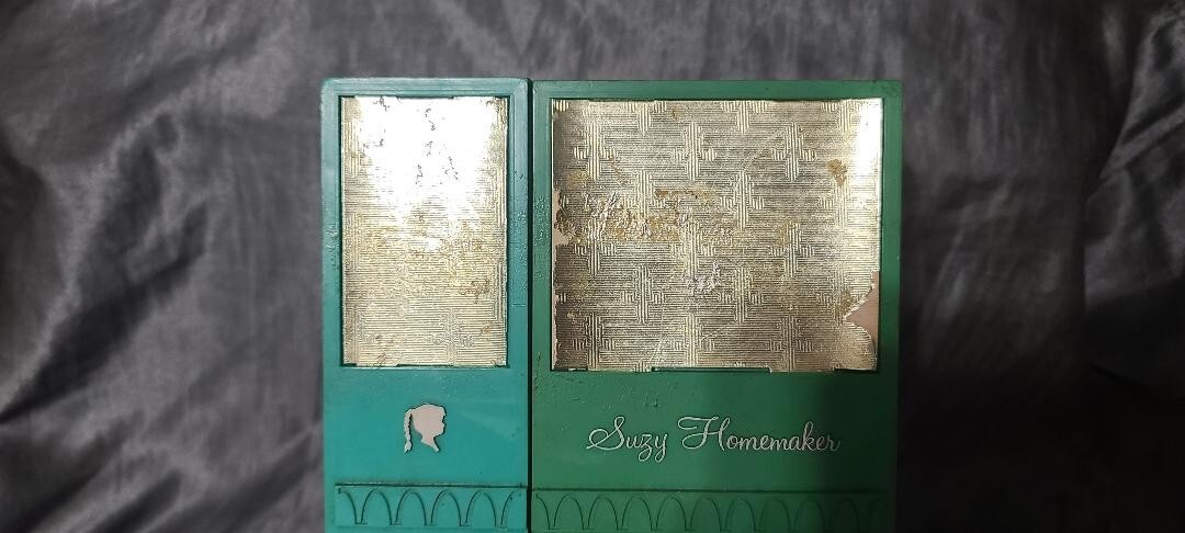 Vintage Topper Suzy Homemaker Toy Side by Side Refrigerator Teal 1969 Play Food