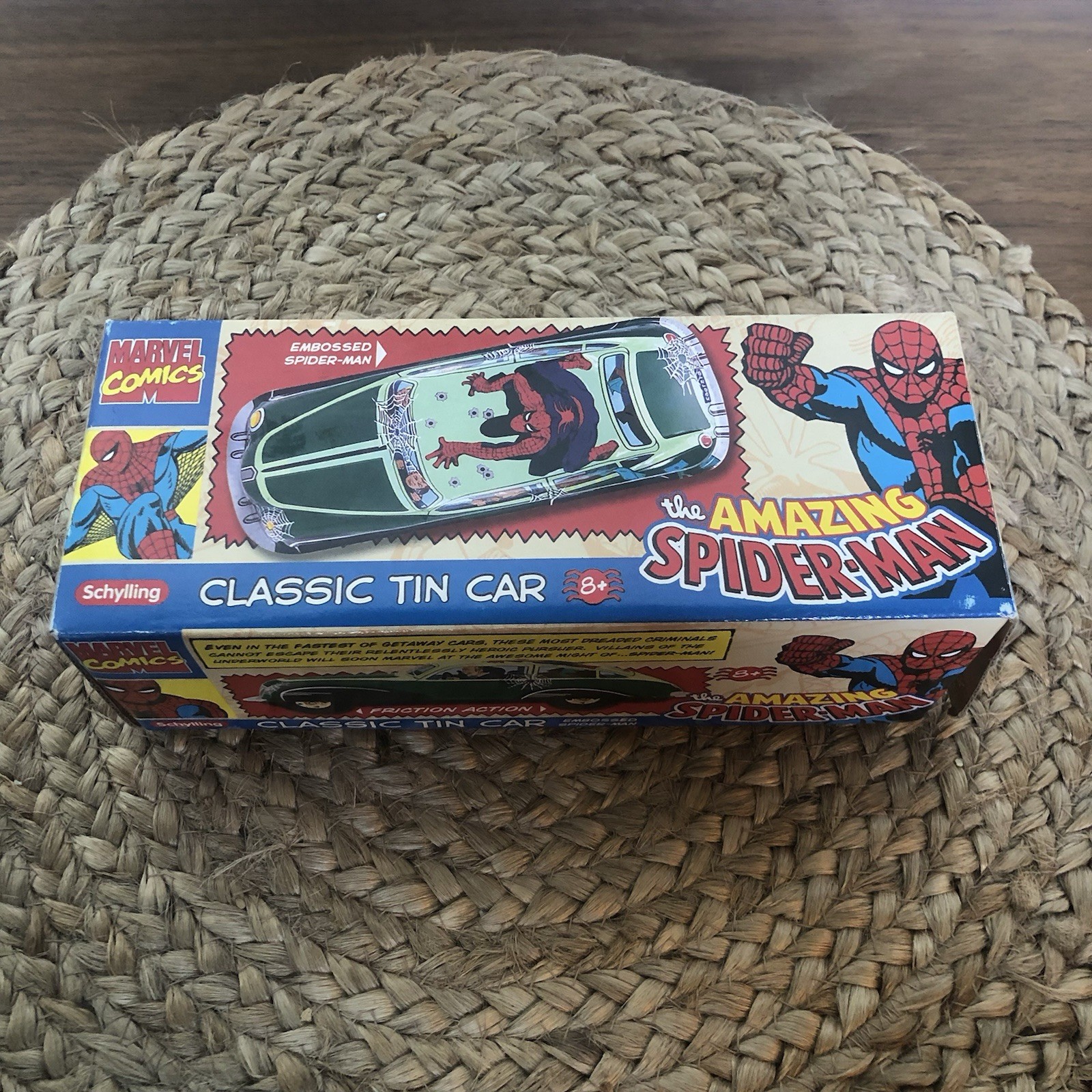 Amazing Spider-Man Tin Toy Car With Box Schylling 2005 Vintage