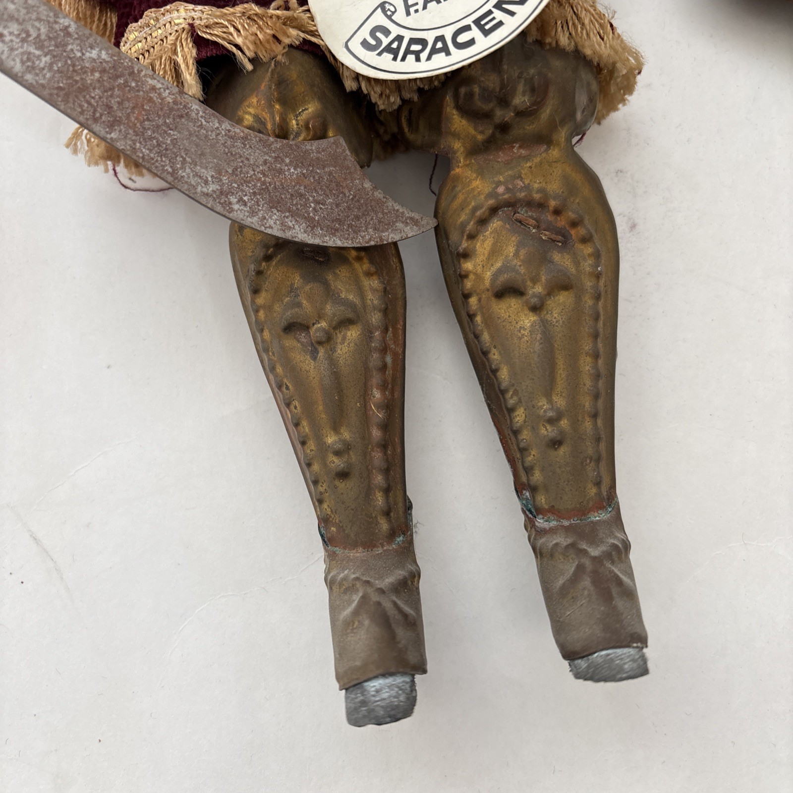 Vintage Antique Handmade Knight Italian Sicilian Puppet Marionette Metal Armor