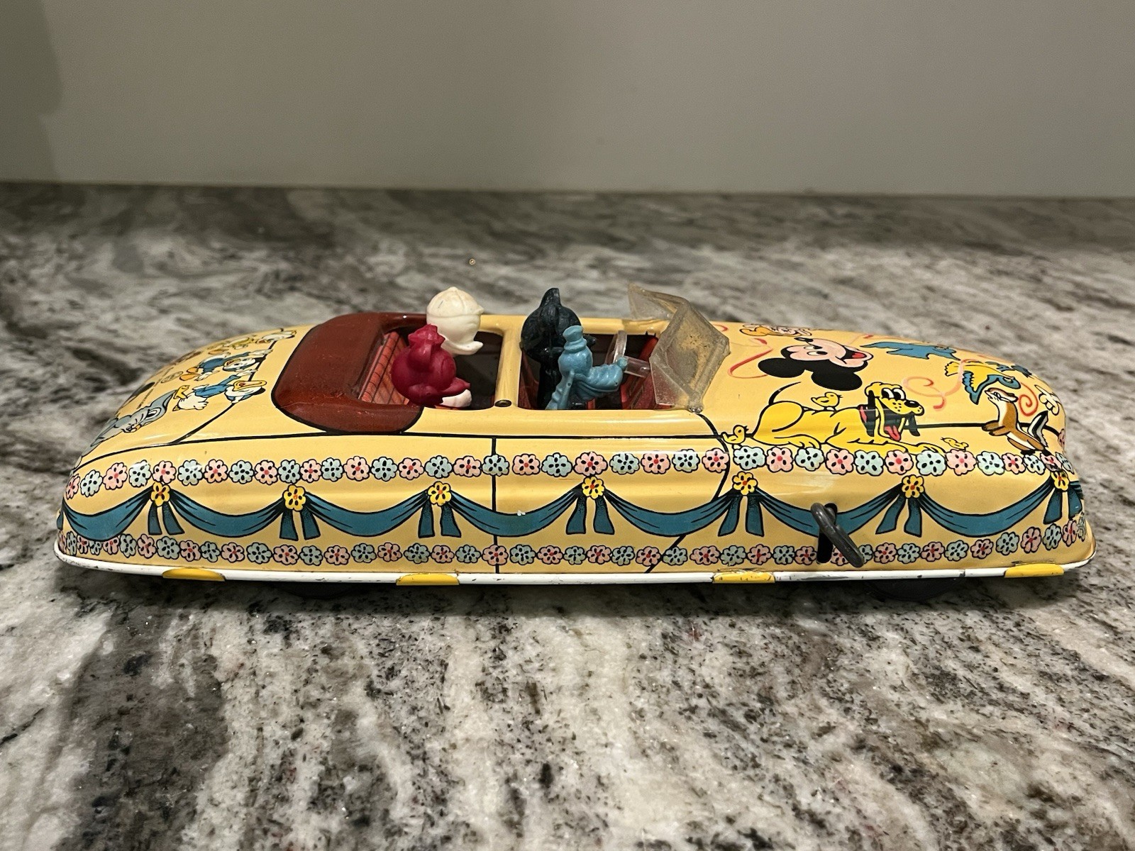Vtg Marx Walt Disney Parade Car Tin Litho Wind Up Toy Mickey Mouse Donald Duck