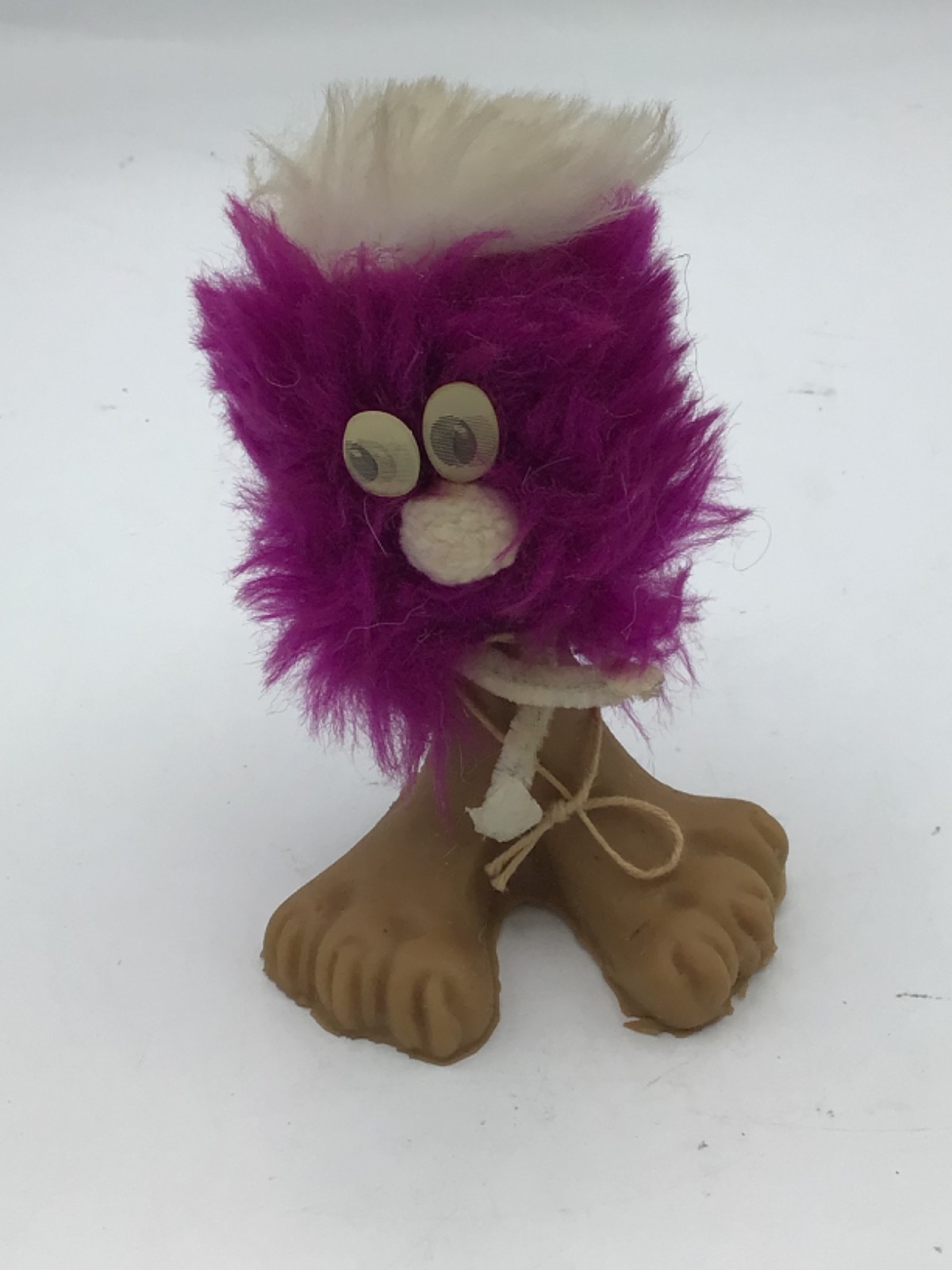 VTG 71 Caltmemes Inc Rubber Feet Toy W/ Moving Eyes Pink-White Hair USA Rare!