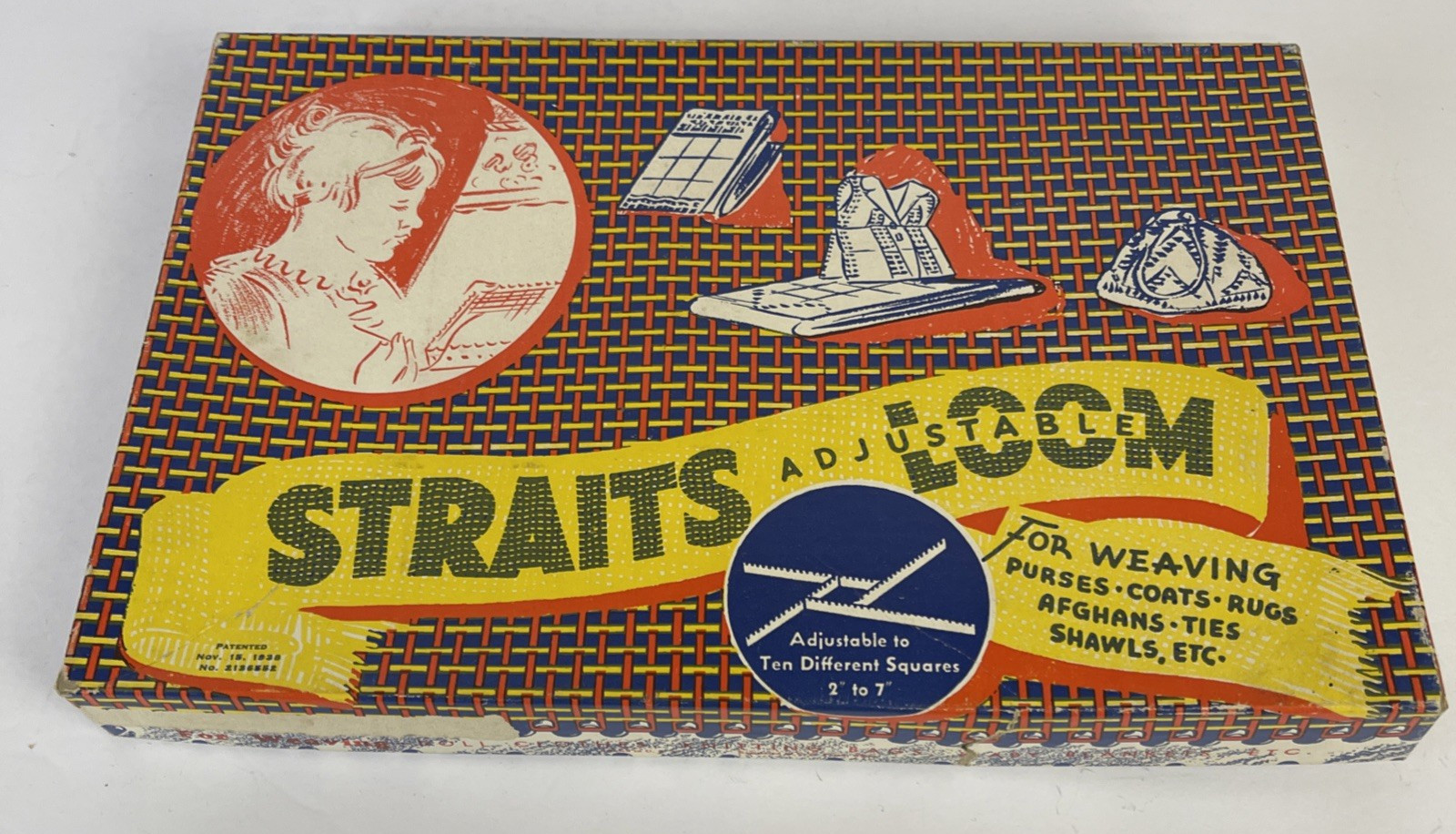 Vintage Straits Adjustable Loom 2″ to 7″ In Box With Partially Completed Weave