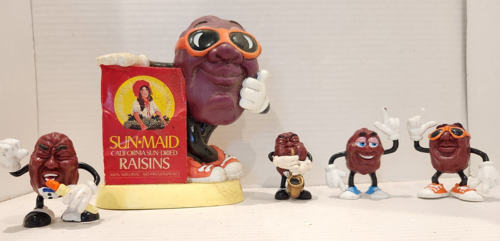1987 California Raisins Calrab Applause Figure 5.5 Bendable Lot Set of 4 Bank