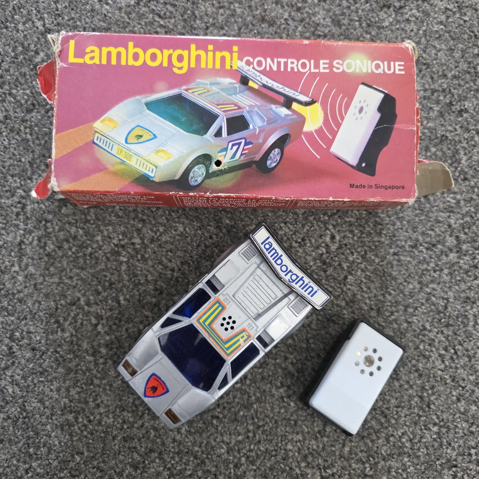 Vintage Lamborghini LP-500 Sonic Control Light Up Click RC Car Boxed Singapore