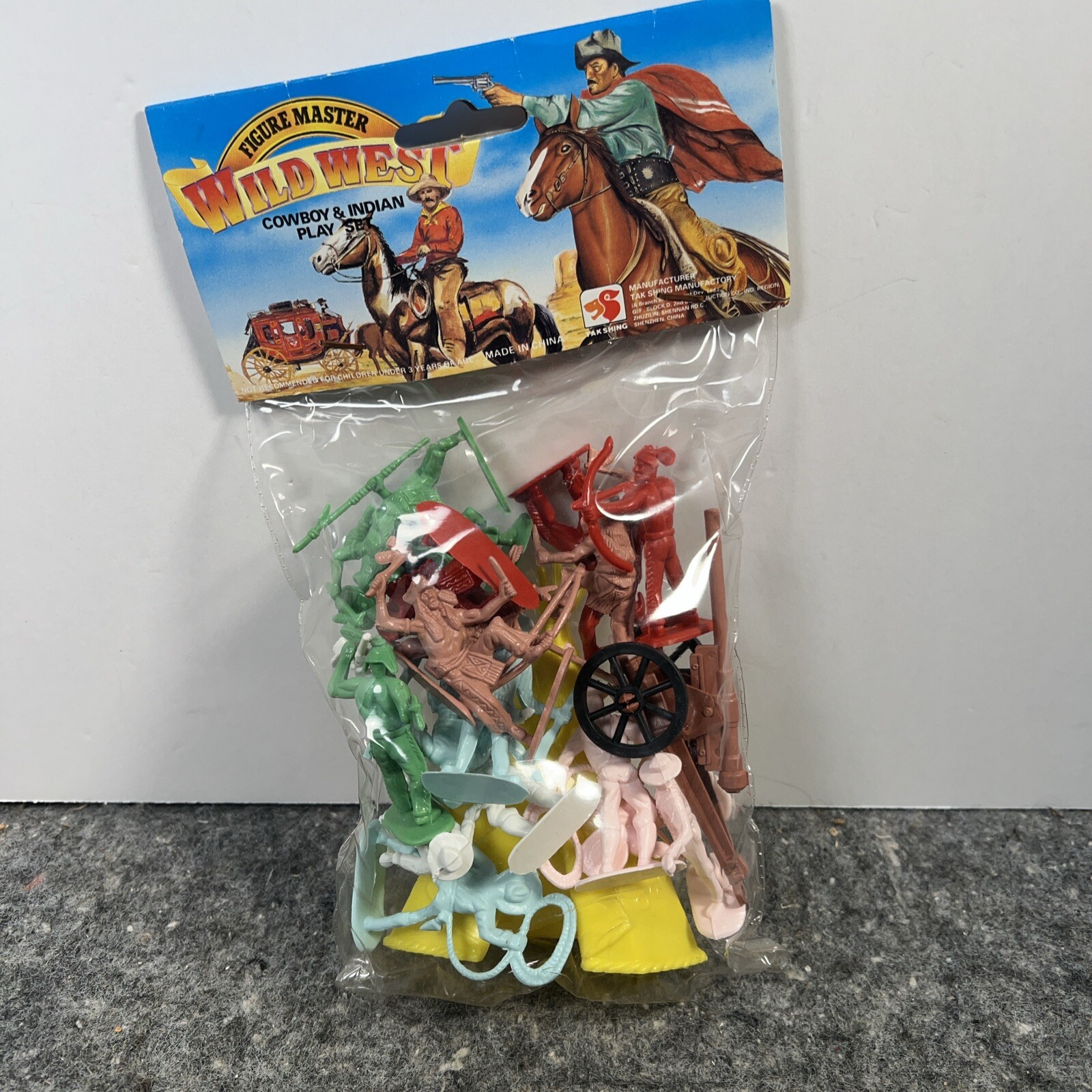 VTG Takshing Figure Master Wild West Cowboy & Indian Play Set NEW & SEALED