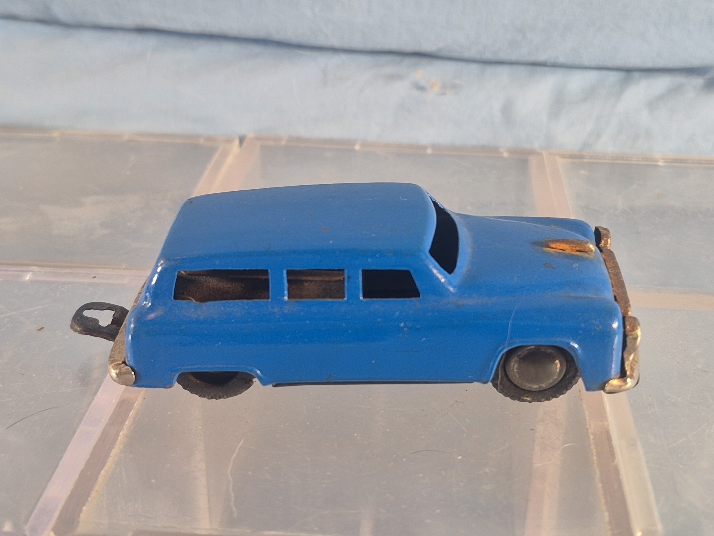 Vtg Linemar? MAR Toys Marx? Tin Friction Blue Station Wagon Made in Japan