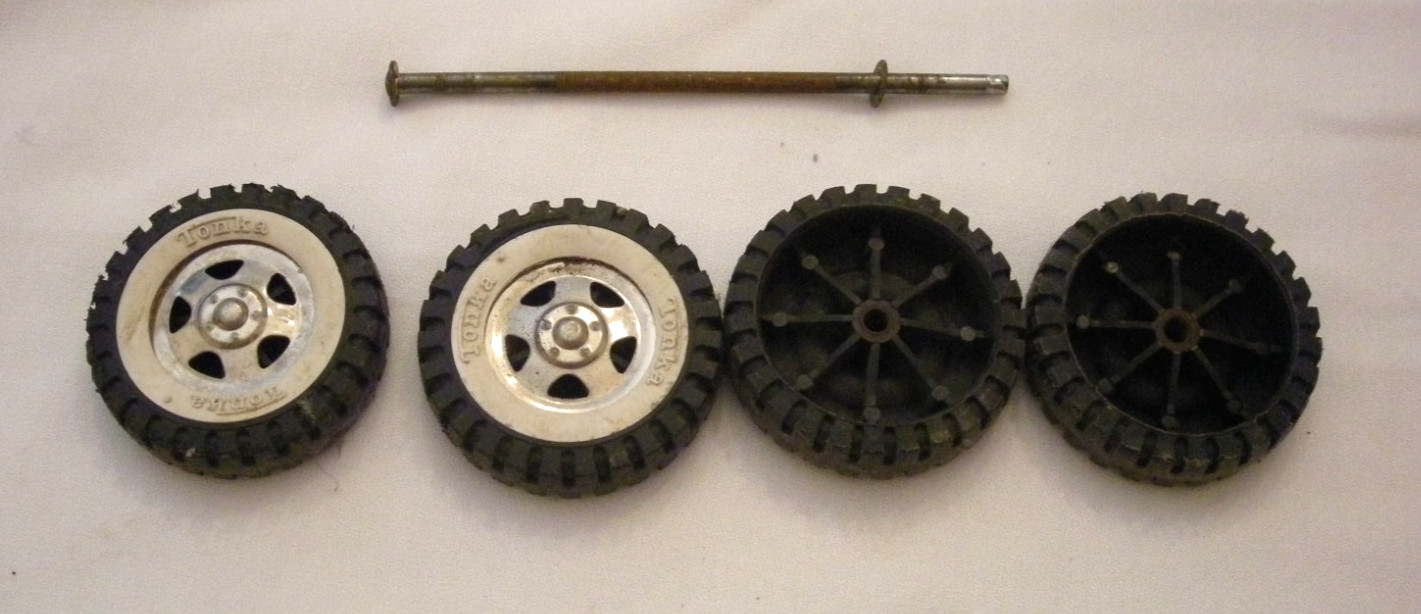 Tonka Tires, Whitewalls and Hubcaps Rear Dually Setup with Axle