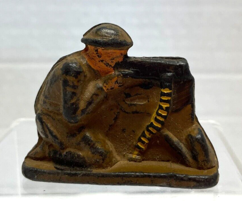 1930 – 40’s AURORA Rubber Co 2.5″ Kneeling Soldier w/Machine Gun