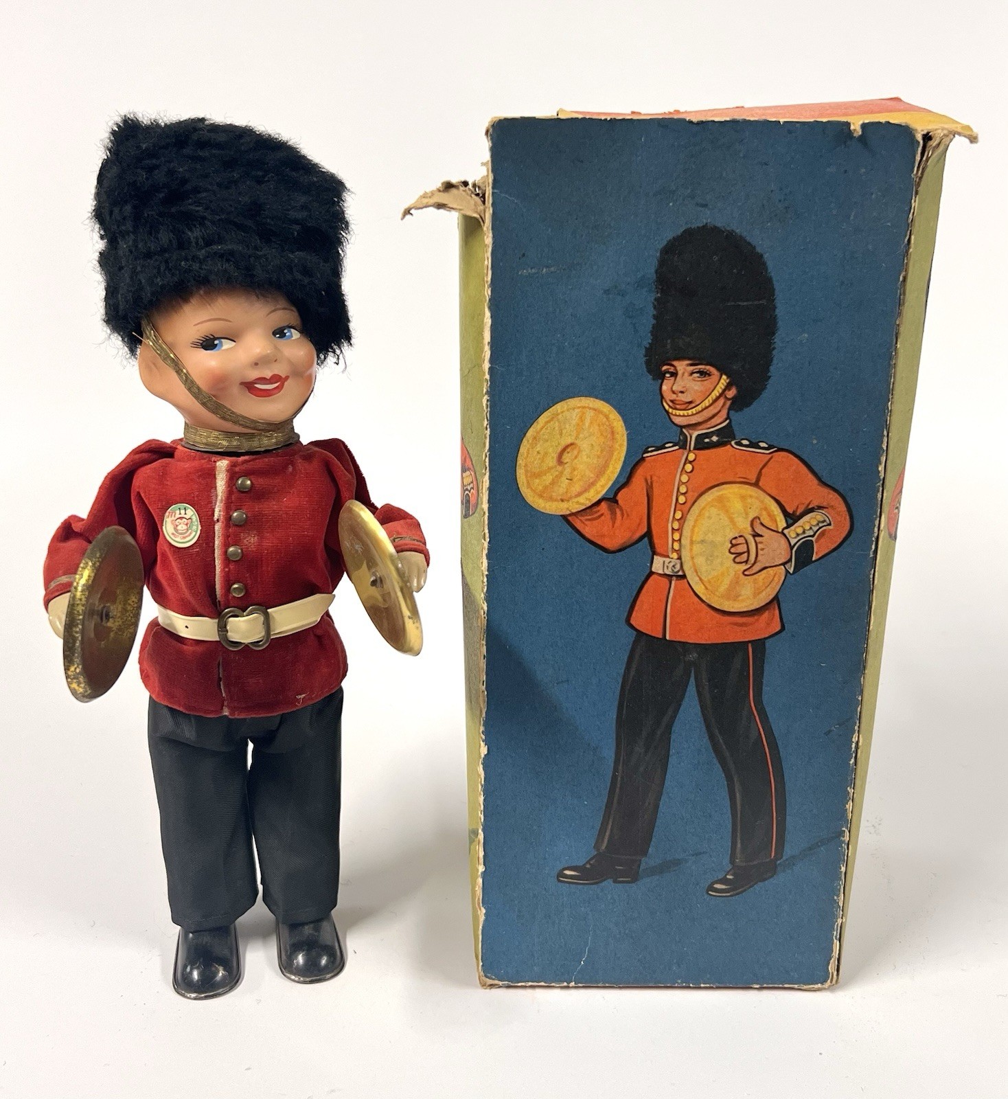 Vintage Max Carl West Germany Wind-Up Cymbal Playing Guardsman 10″ – Works w/box