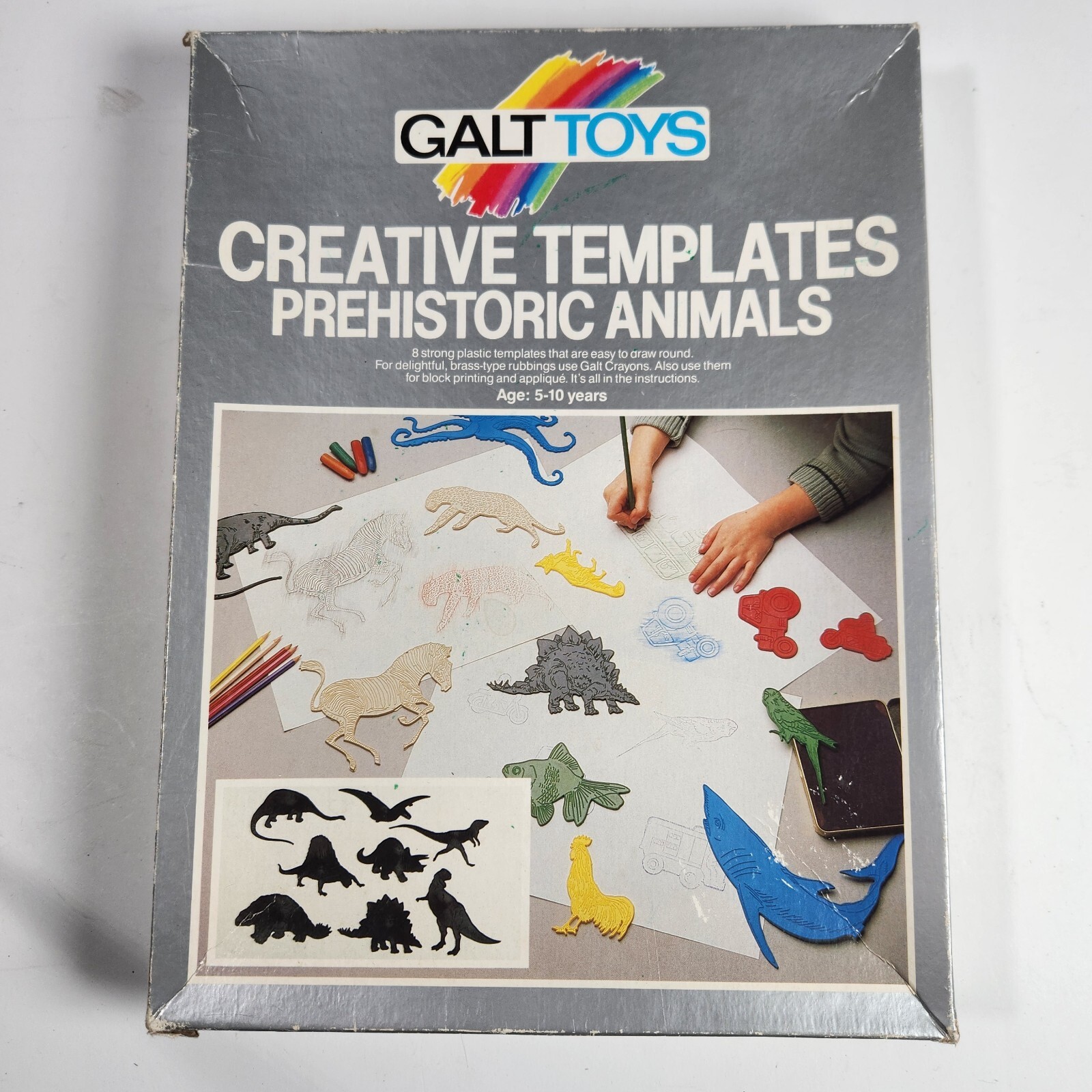 8 Vintage Dinosaur Stencils Creative Templates Prehistoric Animals Galt Toys