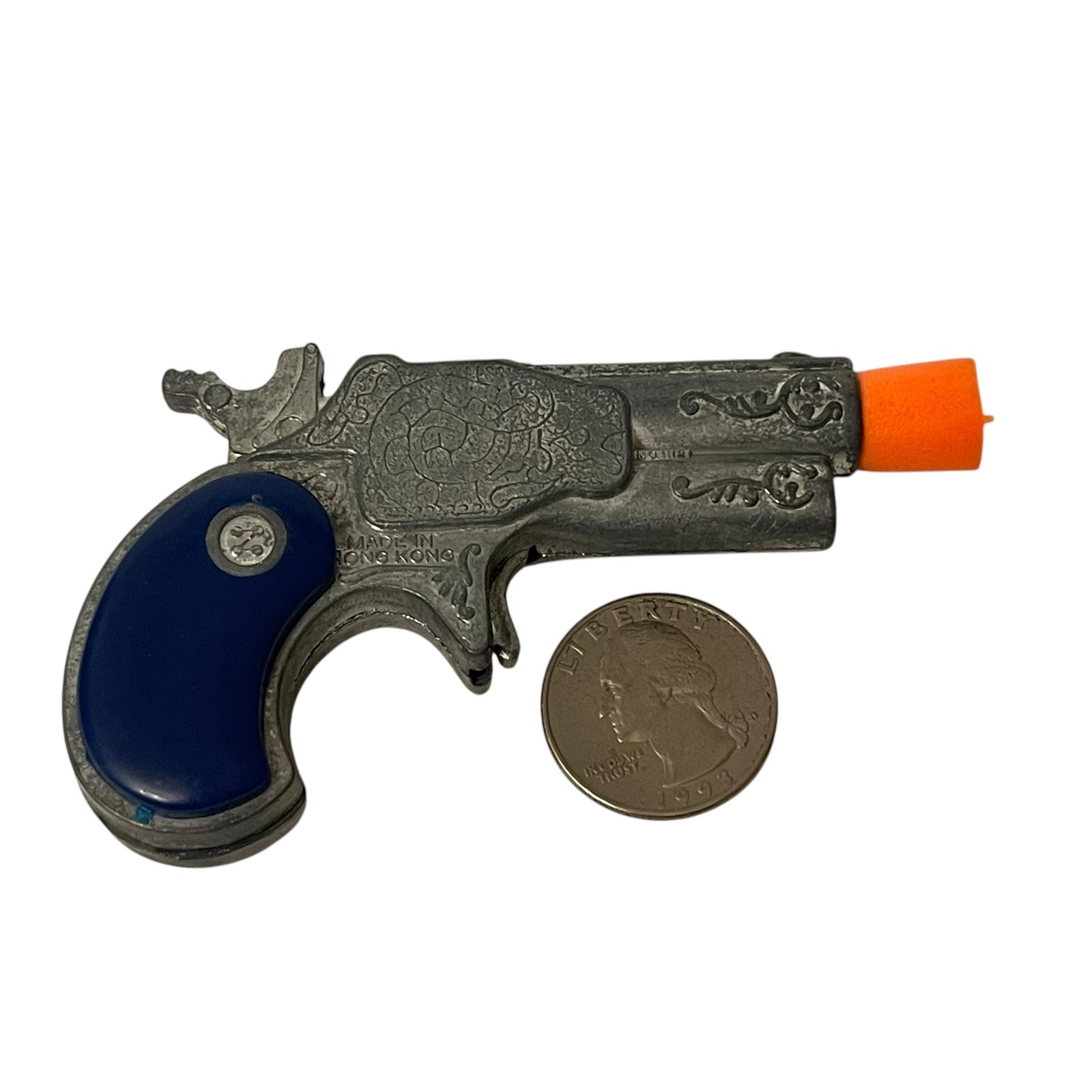 Vintage 1970s Z Zee Toys Gambler Die-Cast Mini Cap Gun Hong Kong 3″ Works READ