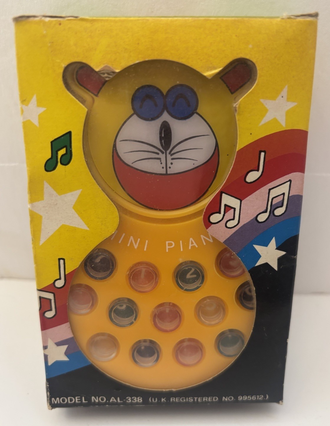 Vintage 1970s Mini Piano Electronic Toy in Original Box 4×5 inch Model AL-338