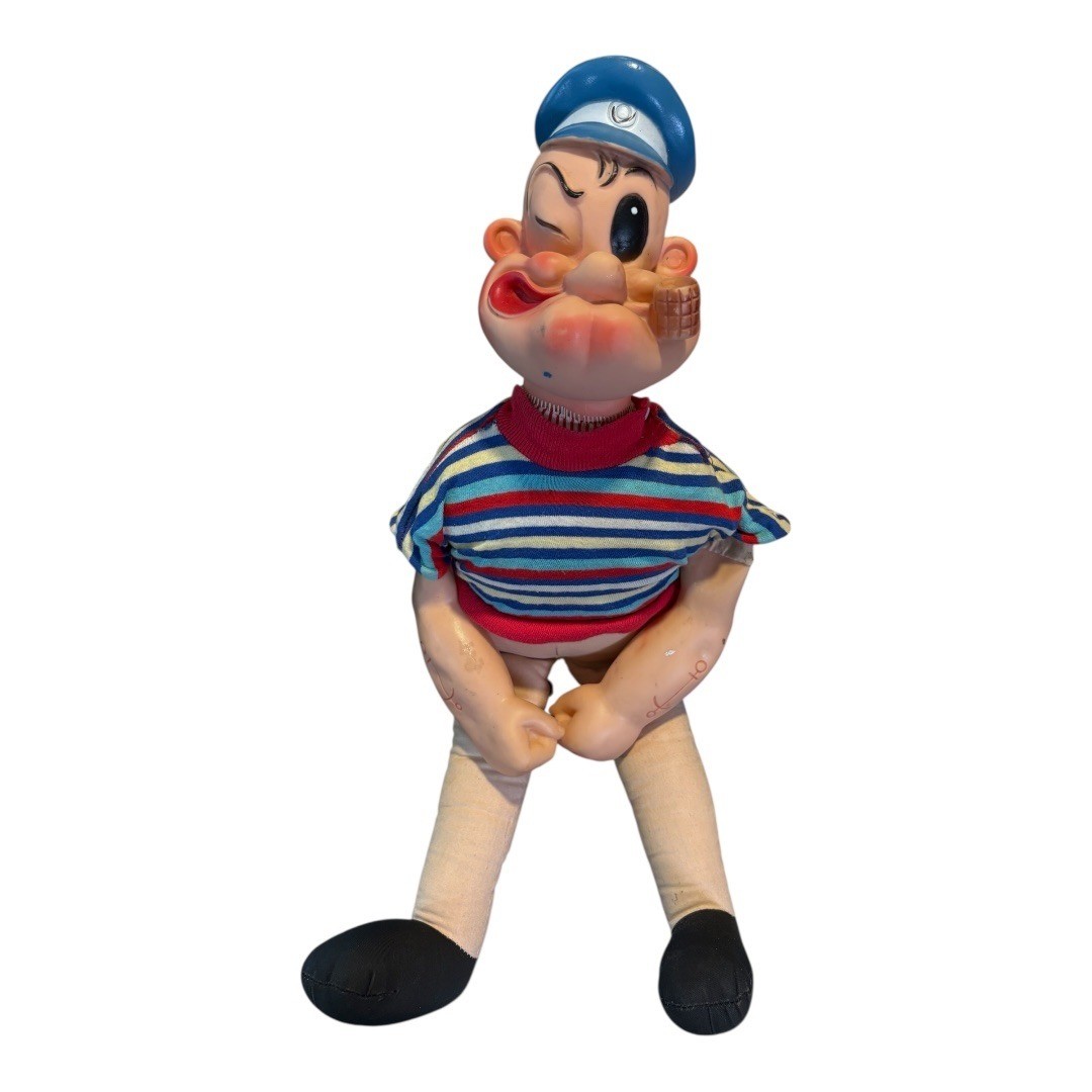 King Features Syndicate Popeye Doll Vintage 12″ Blue Red White Sailor Toy