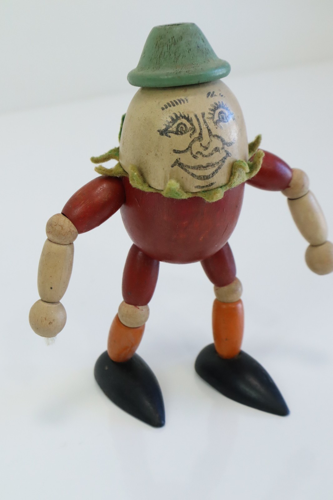 Vintage 1930s Jaymar Humpty Dumpty Jointed Wood Figure 5″ Ornament Made in USA