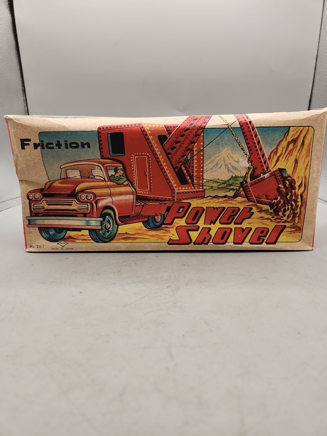 Vintage Tin Litho Daiya 267 Power Shovel Excavator Toy Friction Truck Excellent