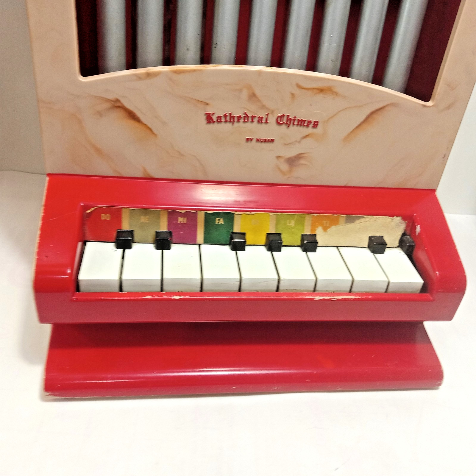 1950’s Vintage Kathedral Chimes Organ Piano Childs Musical Toy Kersan Celluloid