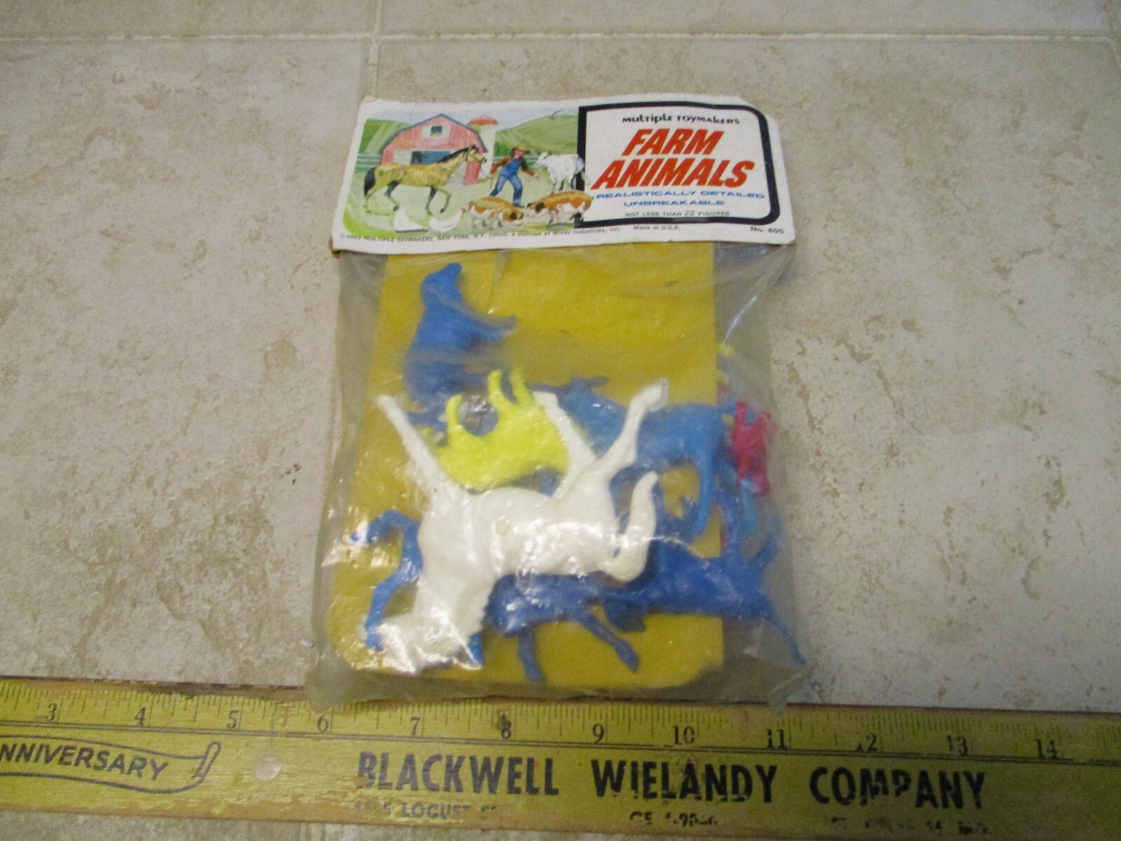 VTG Farm Animals Toy Figures MULTIPLE TOY MAKERS No. 405 Nos Bag USA 1960’s 1/32