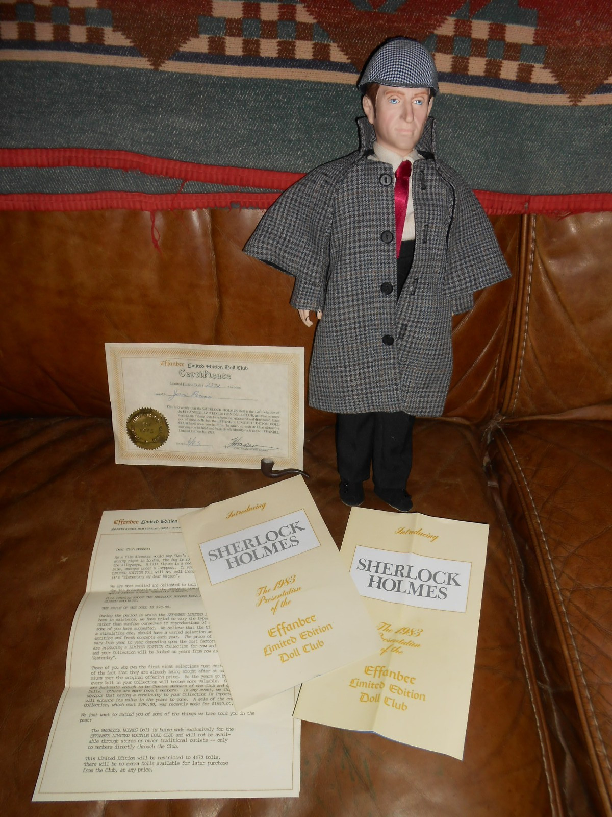 Vintage 1983 Sherlock Holmes Effanbee Limited Edition Doll Club 18″