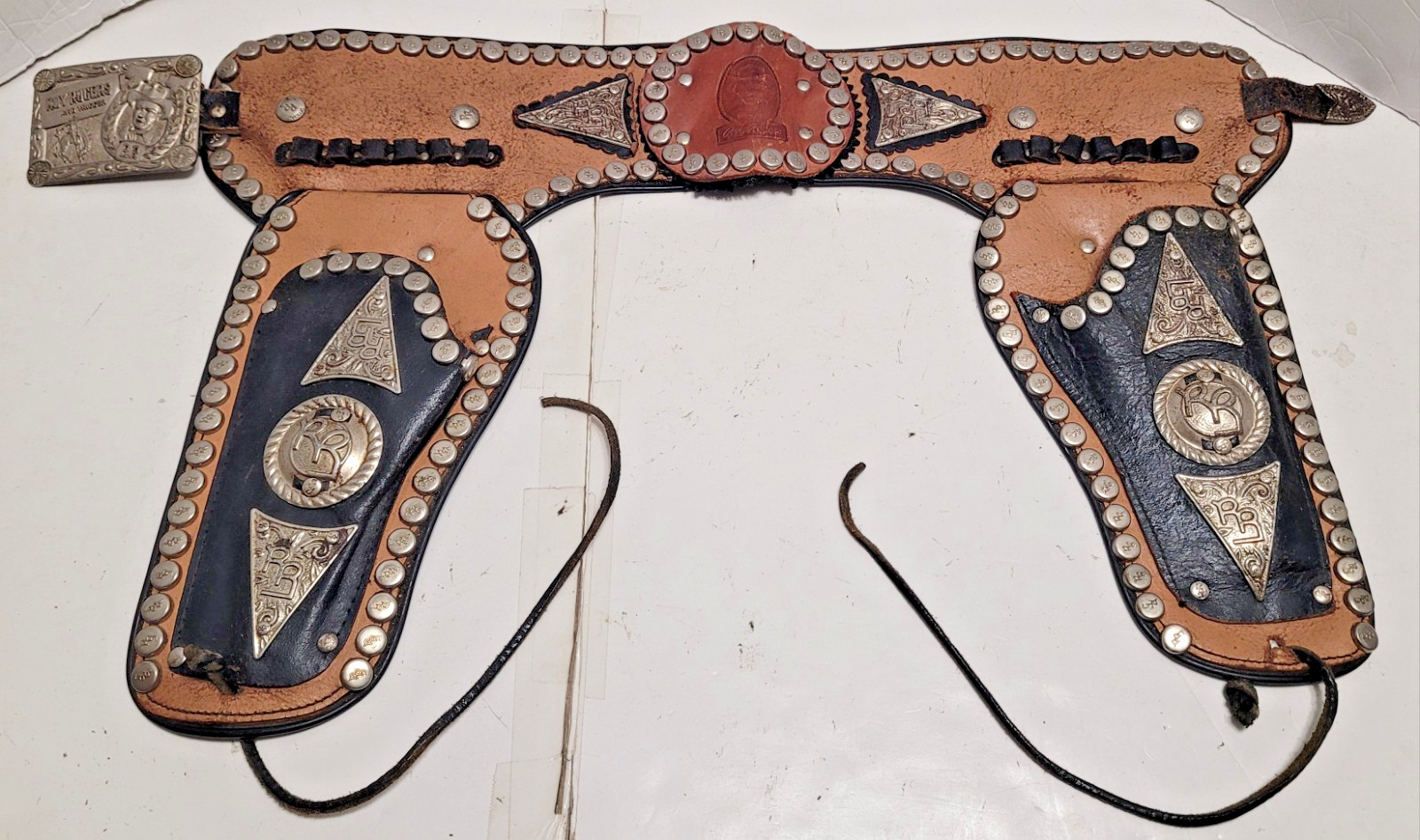 RARE ROY ROGERS DUAL CAP GUN LEATHER HOLSTER
