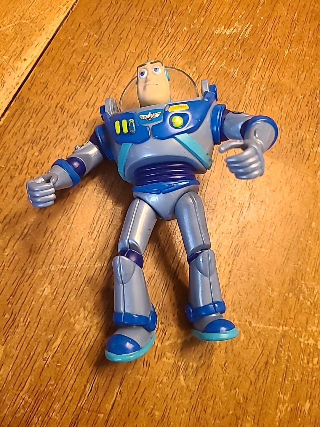 Disney Pixar Rare Vintage Buzz Lightyear Blue Aqua Gray Figurine Toy 5″