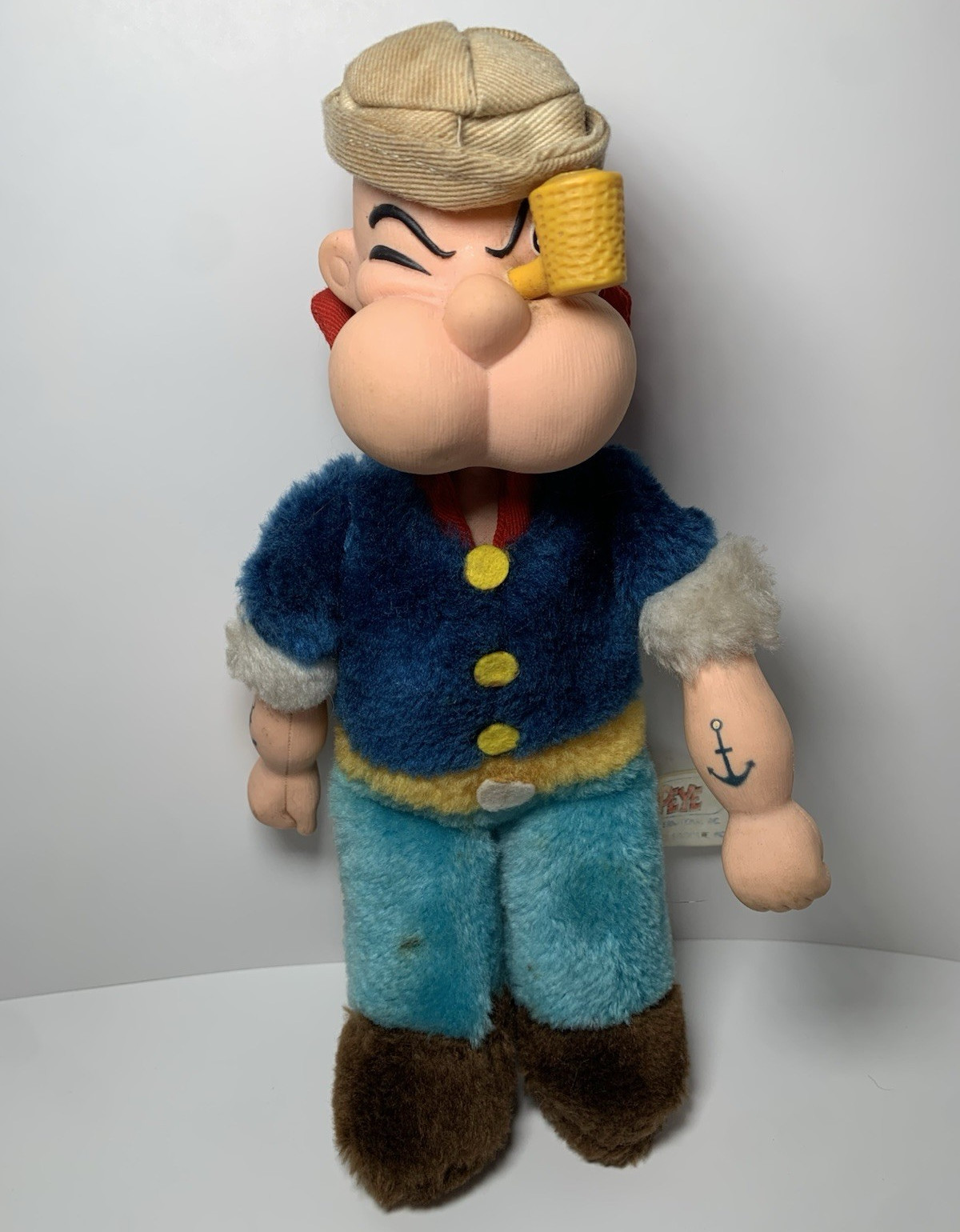 Vintage POPEYE the Sailor Man 1983 Etone 9″ Plush Doll with Pipe. King Features