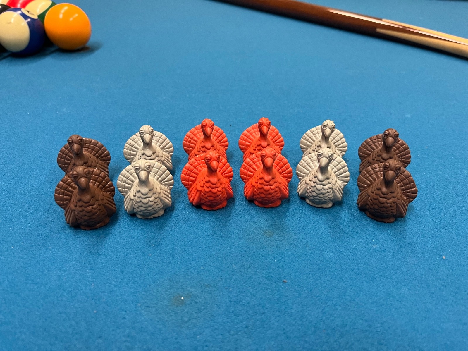 Vintage 1993 Diener Ind Turkey Pencil Toppers lot of 12 Gray Orange Brown 4 each