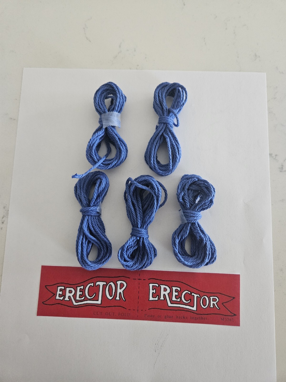 5 Hanks of Blue String & Erector Set Flag- Fast Shipping