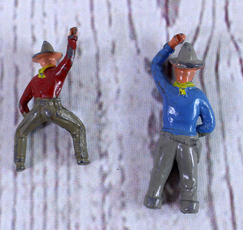 5 Britains Lead Cowboy Figures 1940s Hand Painted Toy Soldiers England