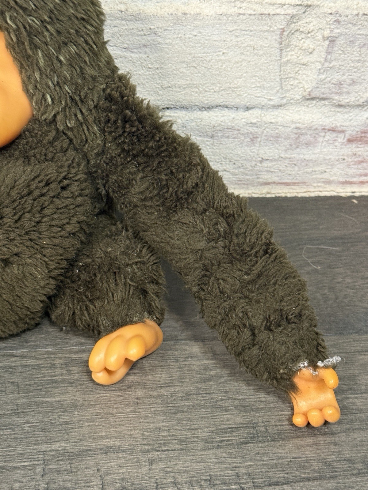 Vintage Stuffed Animal Monkey Chimp Nose Picking Plush Toy 1980’s Rubber Face