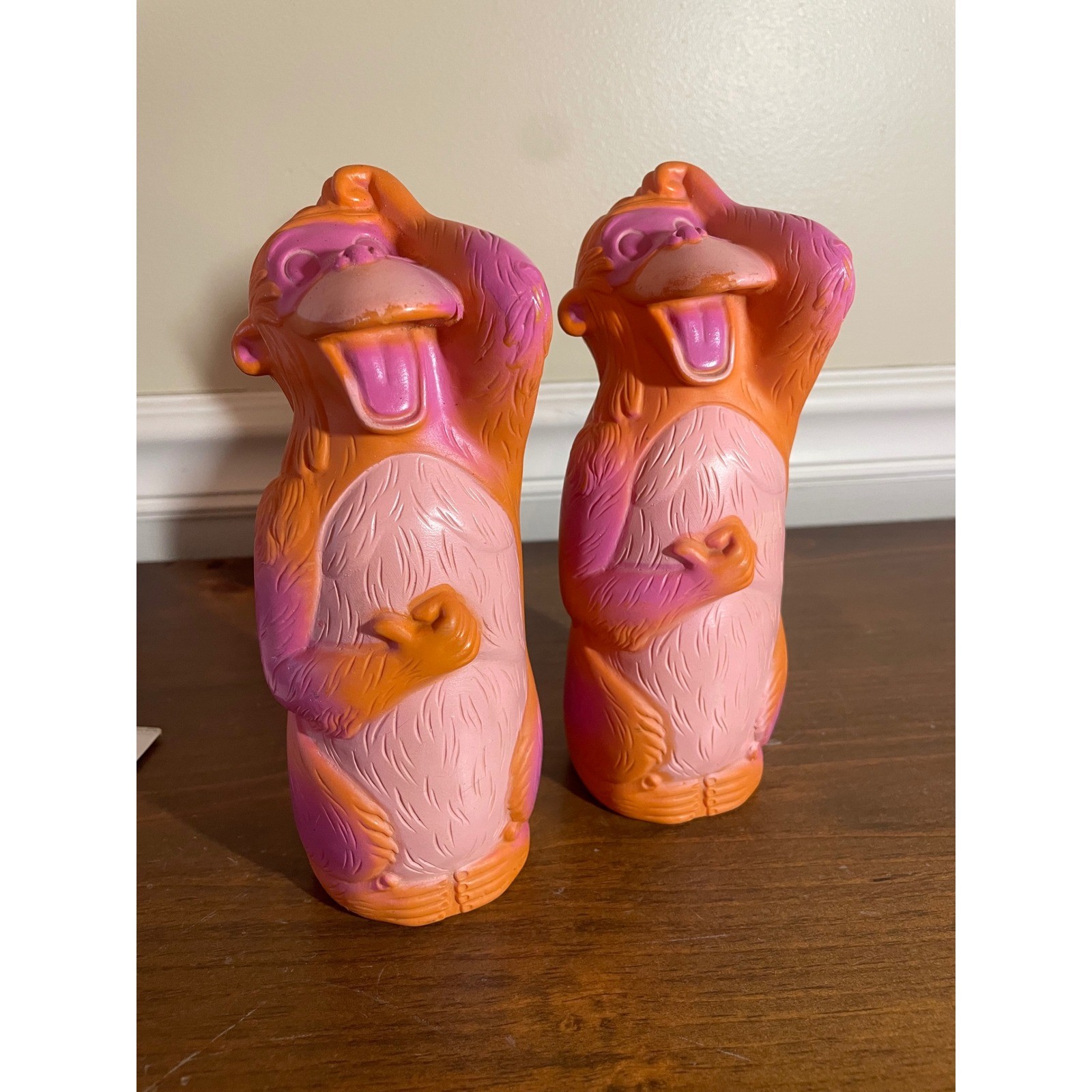Vintage jungle book king louie Colgate Palmolive Toys Set of 2 Orange Pink Retro