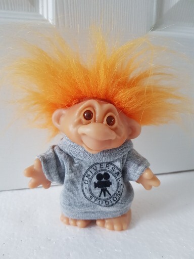 VINTAGE THOMAS DAM TROLL – UNIVERSAL STUDIOS JUMPER – RARE – ORANGE HAIR – 1986