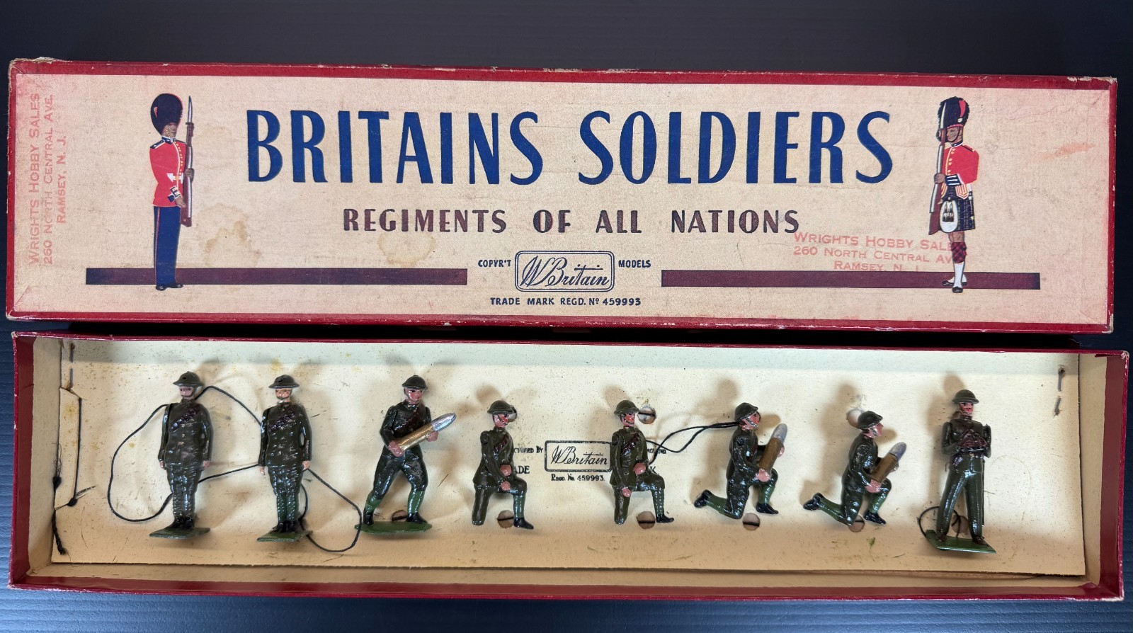 Britains Soldiers Royal Artillery Gun Detachment #1730 Lead Set In Box England