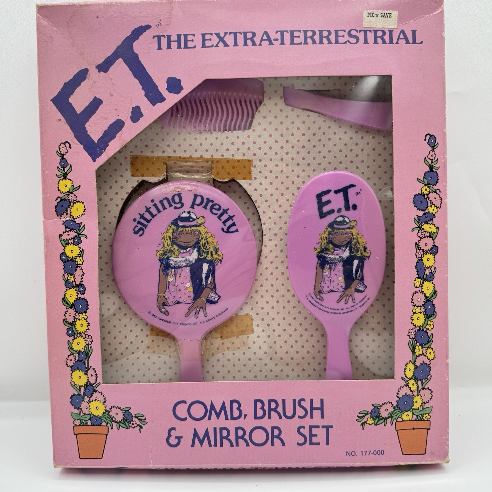E.T. The Extraterrestrial Comb, Brush & Mirror Set in Box 1982 Universal Vintage