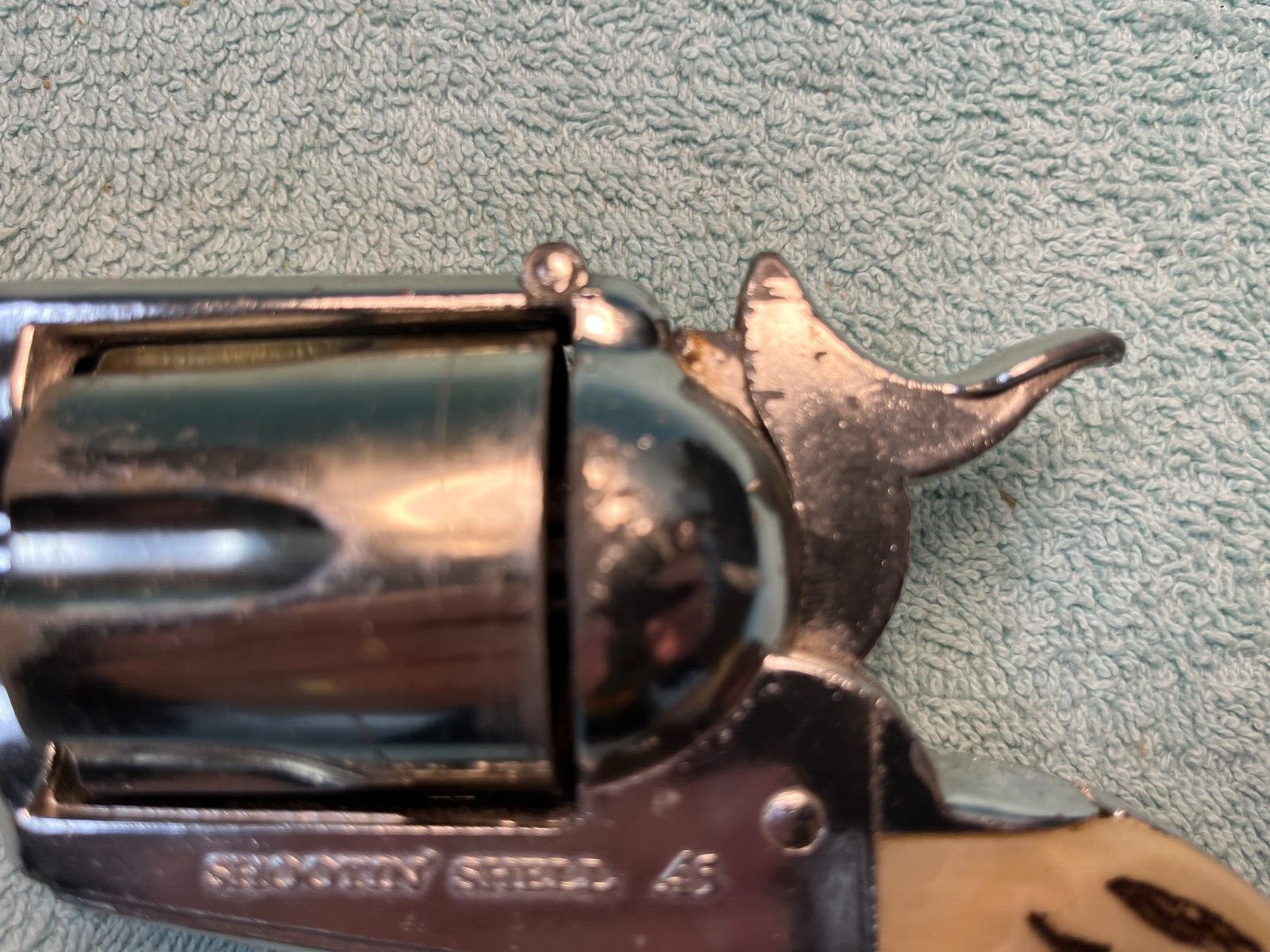 1950’s Mattel Shootin Shell 45 Big One 11” Revolver w/ Double Holster & Bullets