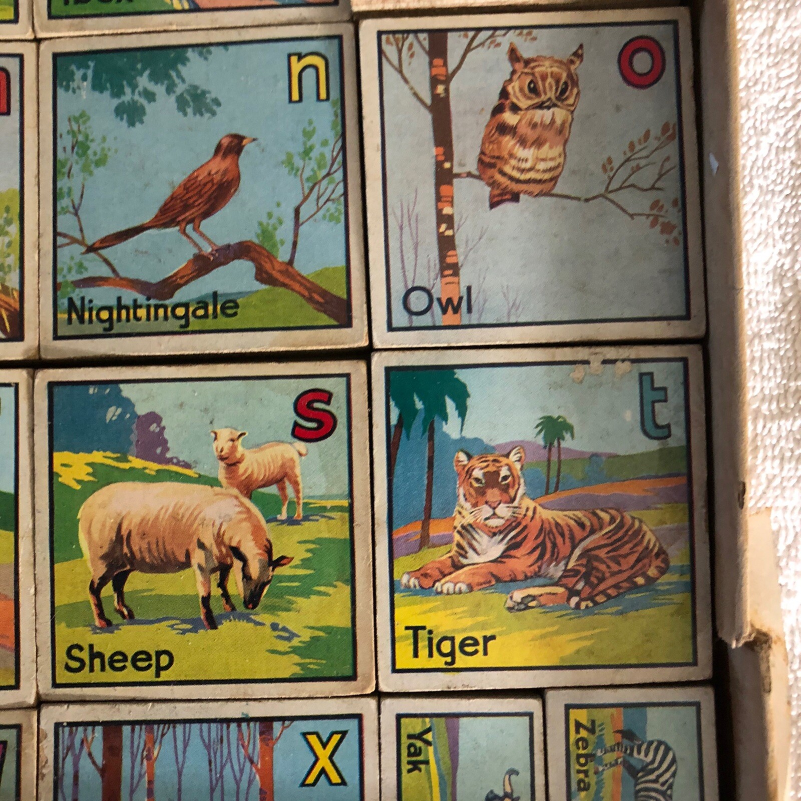 Vintage Victory’s Children’s Blocks Letters Removable 2 Sided Animal ‘s on Back