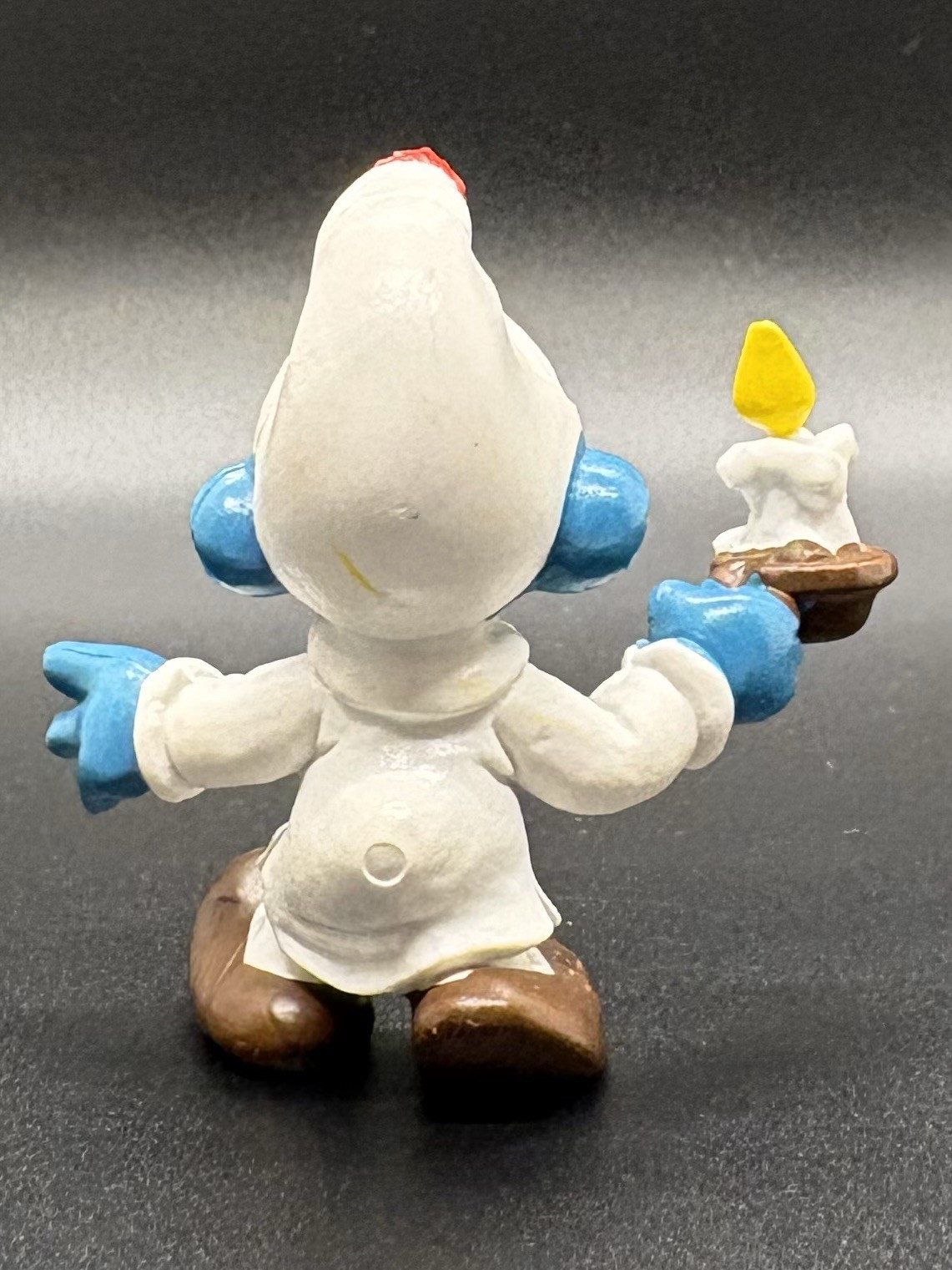 Vintage 1980 Schleich Smurf Bedtime with Candle Figurine Hong Kong Peyo W Berrie