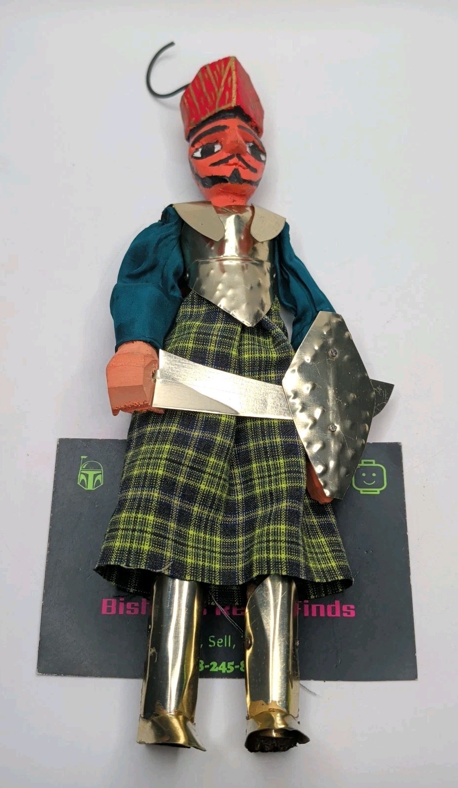 Vtg Italian Sicilian Hand Crafted Armored Warrior Marionette Puppet 11″