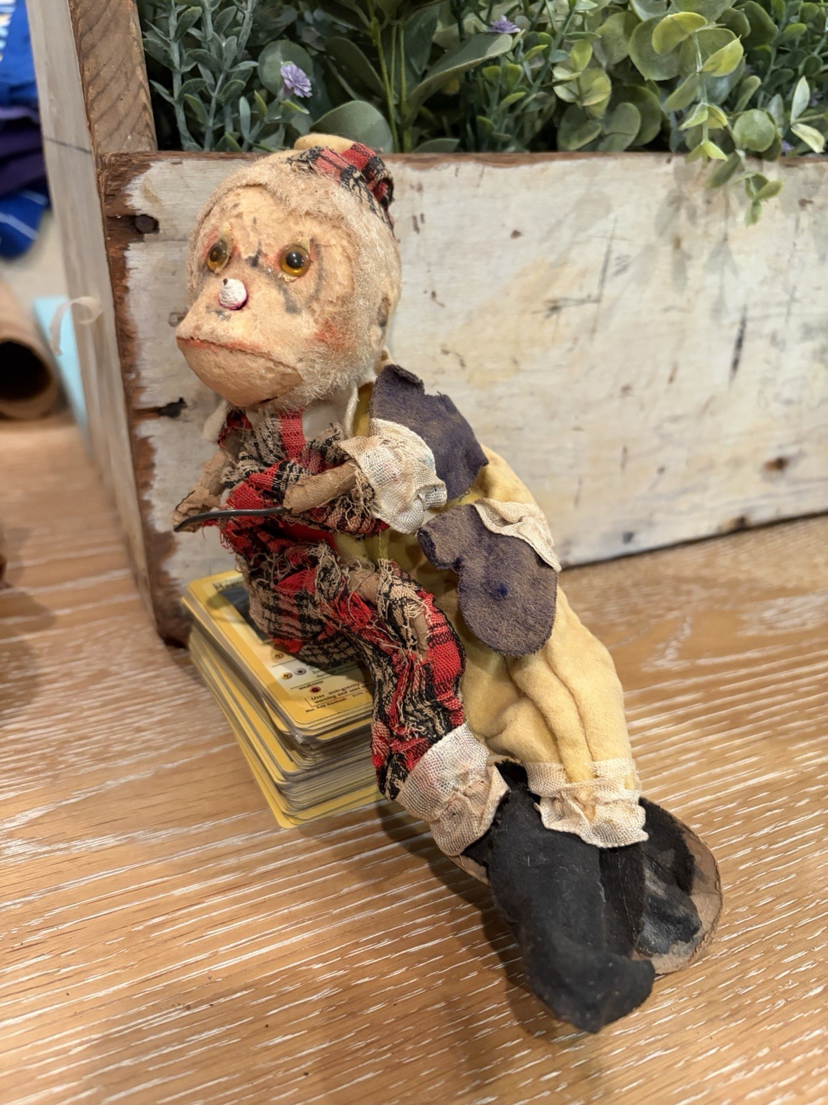 Vintage Ideal Chimpanzee Monkey Toy Plush Felt Face Rough Condition