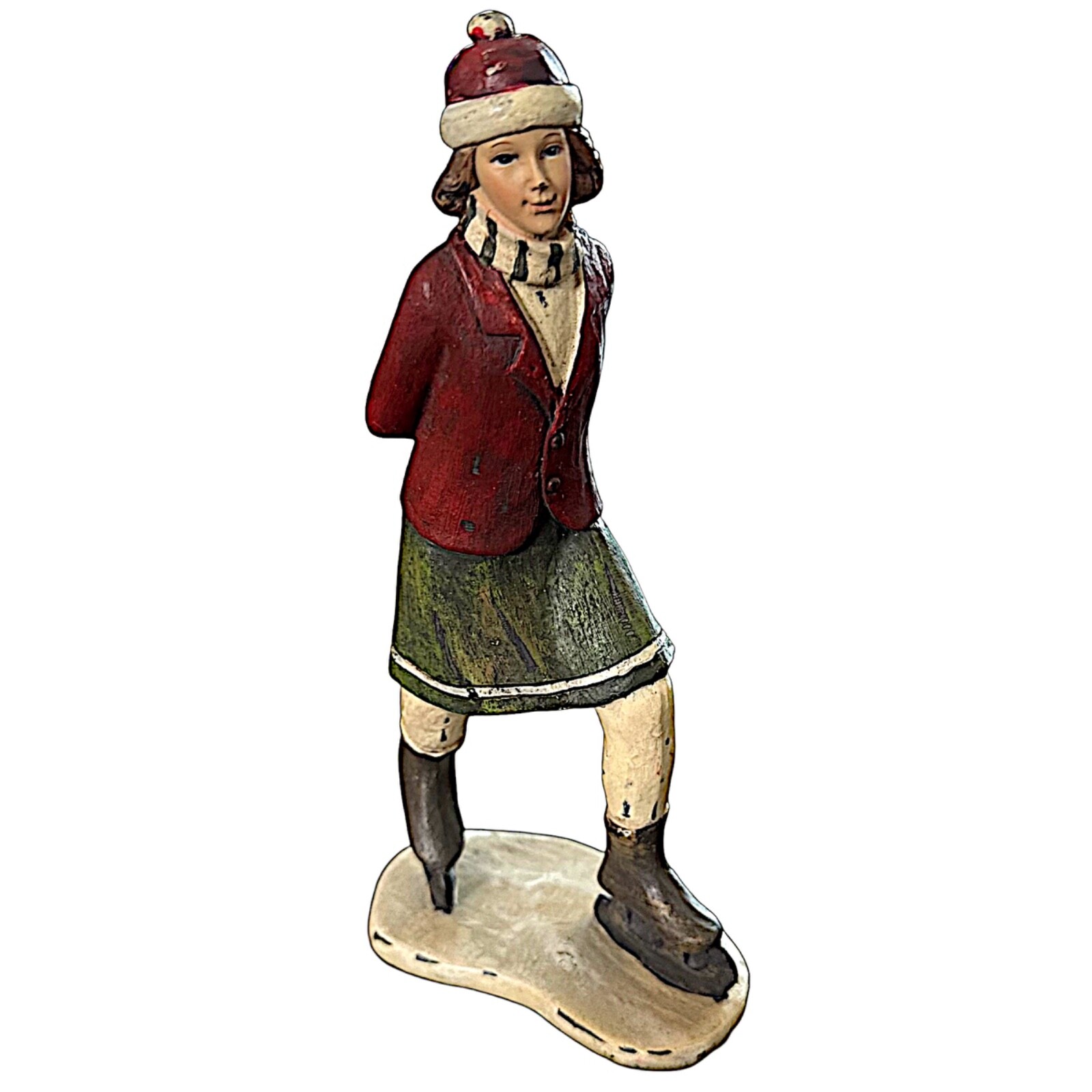 VINTAGE Skiing Girl Figurine Decor 8”