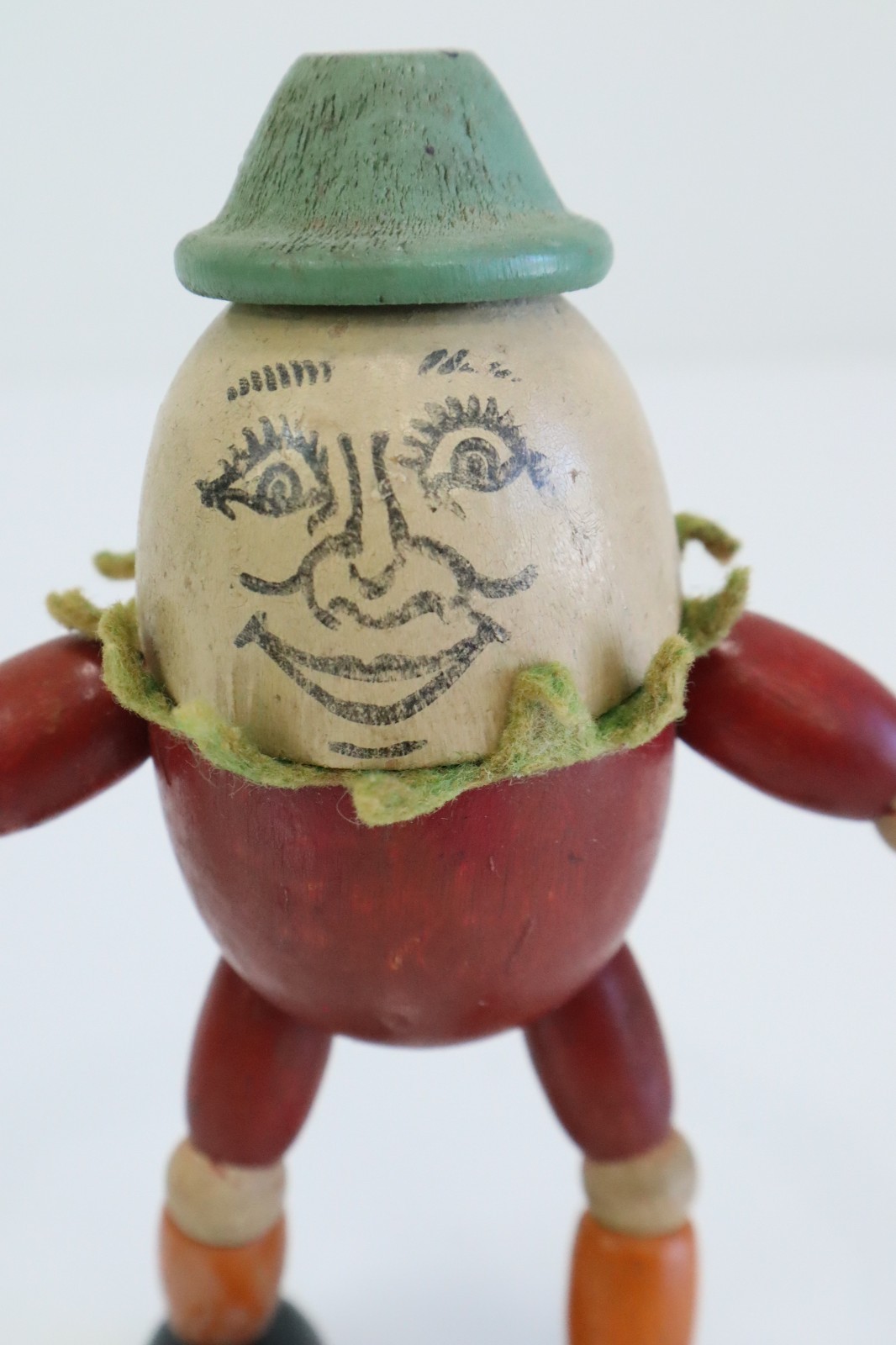 Vintage 1930s Jaymar Humpty Dumpty Jointed Wood Figure 5″ Ornament Made in USA