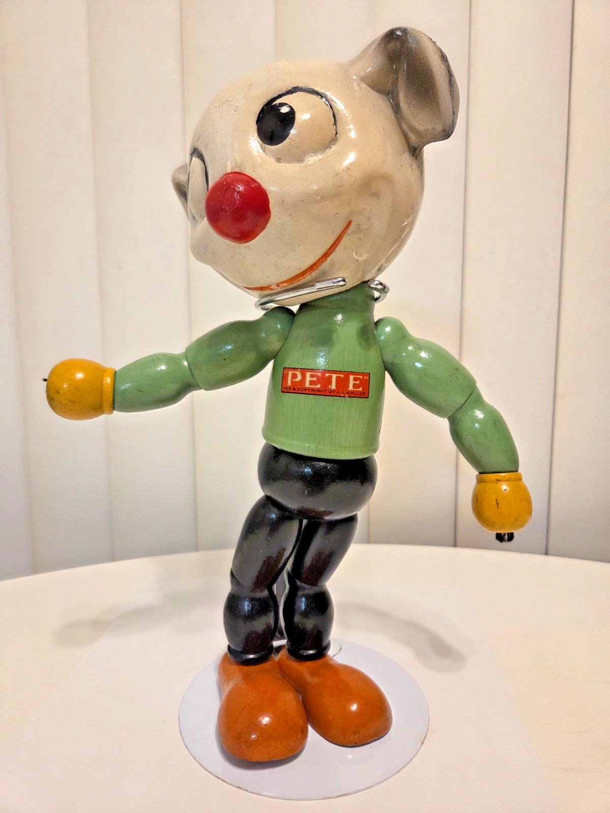 Late 1920s-1930s PETE The Pup Jointed Wooden Doll Cartoon Toy by J. L. Kallus