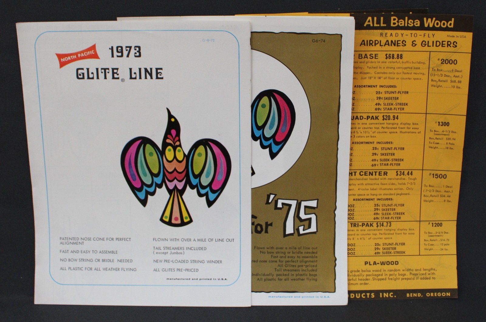 North Pacific Products Bend Or Catalog & Price list Lot Planes Kites 1973-5 (4)