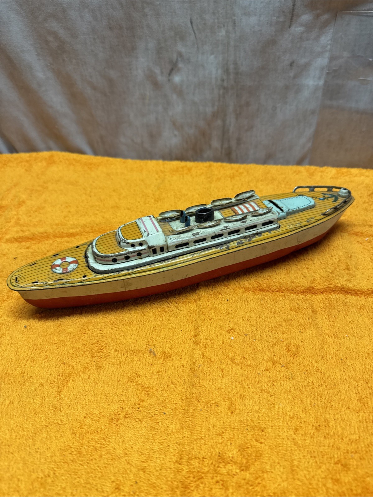 U•Vintage MSK Japan Friction Convertible Tin Vessel Boat. Incomplete