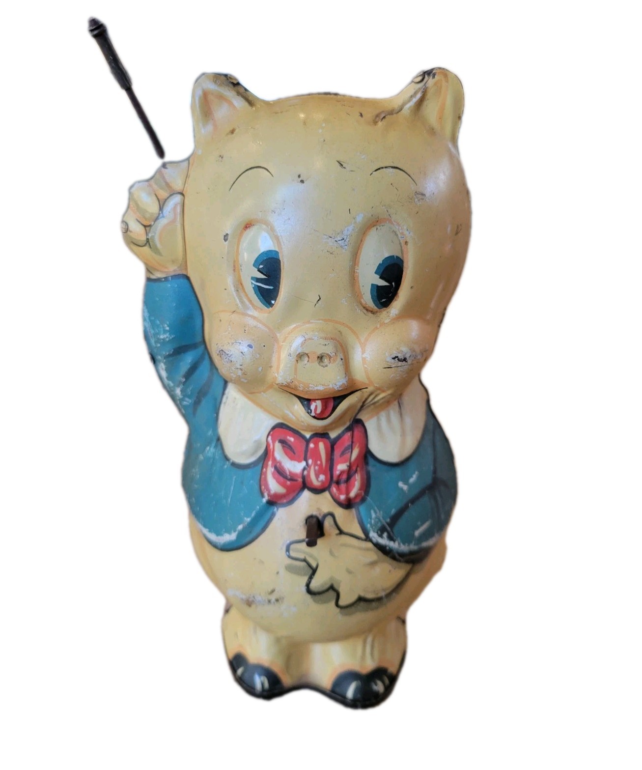 1939 Marx Porky Pig Tin Wind-Up Toy w/ Key – Heavy Wear – Non Working